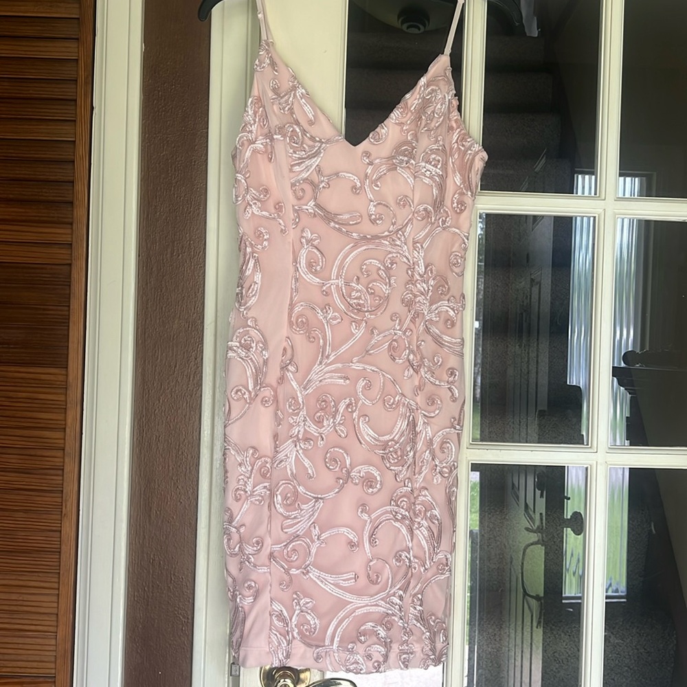 Emerald Sundae Pink Slip Dress with Spaghetti Straps and Shiny Pink Details